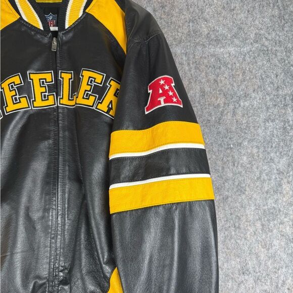 Pittsburgh Steelers Men’s Leather Letterman Bomber Jacket NFL Logo Size Medium - Picture 3 of 9